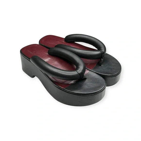 Staud 𒀭Rio Puffy Leather Thong Strap Platform Sandals 𒀭Black 𒀭39 9M - Picture 11 of 16